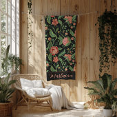 Marina Black Art Nouveau Bloemenwijnstok Fleece Deken