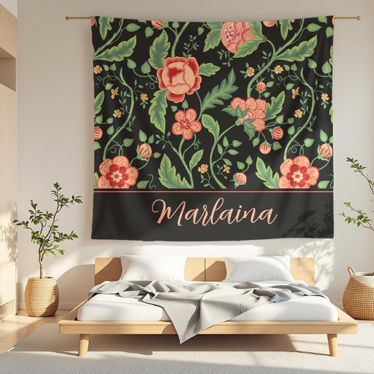 Marina Black Art Nouveau Bloemenwijnstok Fleece Deken