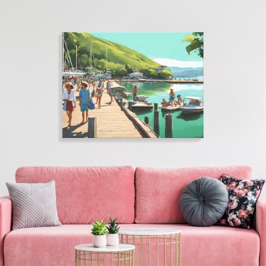 Marina Boat Dock Canvas Print (Insitu (Woonkamer))