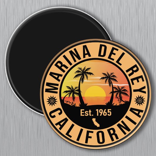 Marina del Rey California Retro Sunset Souvenirs Magneet