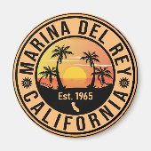 Marina del Rey California Retro Sunset Souvenirs Magneet (Voorkant)