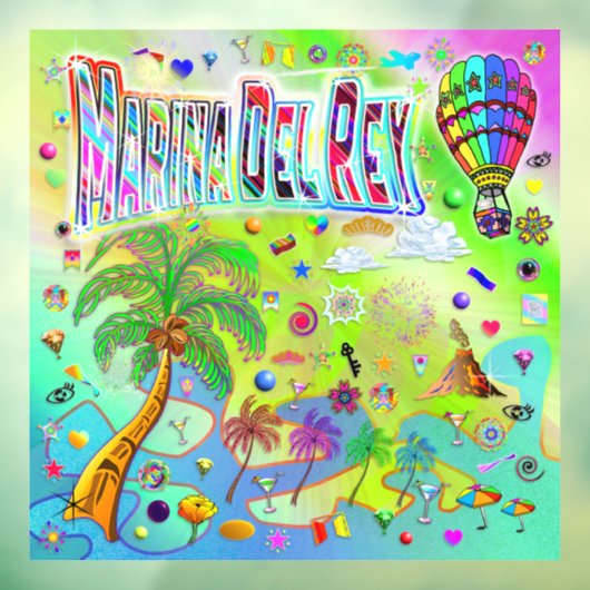 Marina Del Rey Tijdloze Melodie Venster Cling Raamsticker (Vel 3)