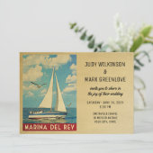 Marina del Rey Wedding Invitation Sailboat Kaart (Staand voorkant)