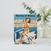 Marina di Massa, zeilmeisje, Italië. Vintage Briefkaart (Staand voorkant)