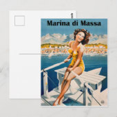 Marina di Massa, zeilmeisje, Italië. Vintage Briefkaart (Voorkant / Achterkant)