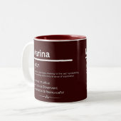 Marina, Girl Personalized Name Definition Mug Tweekleurige Koffiemok (Voorkant links)