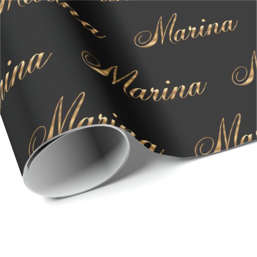 Marina gold Design Lettering Geschenkpapier Cadeaupapier (Rol Hoek)
