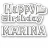 Marina Happy Birthday silver Aufkleber Sticker (Voorkant)