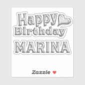 Marina Happy Birthday silver Aufkleber Sticker (Vel)