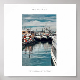 Marina Harbour Boats Ships reflecteren goed Poster