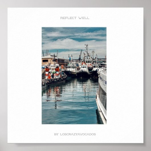 Marina Harbour Boats Ships reflecteren goed Poster (Voorkant)