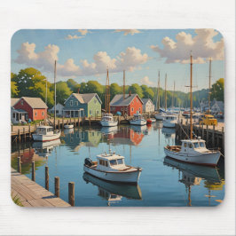 Marina in een klein vissersdorp muismat