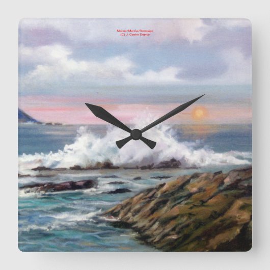 Marina/Mariña/Seascape Vierkante Klok (Voorkant)