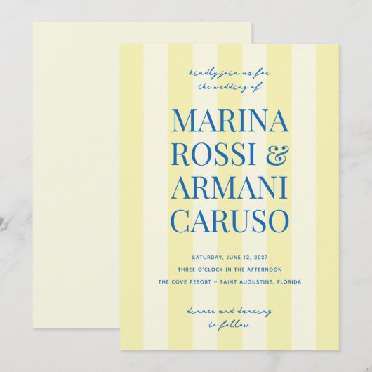 MARINA moderne bruiloft uitnodiging (Voorkant / Achterkant)