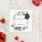 Marina Nautical Bloom Navy Blush Wedding Servet (Insitu)
