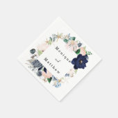 Marina Nautical Bloom Navy Blush Wedding Servet (Hoek)