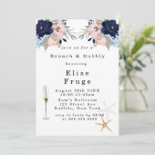 Marina Nautical Blooms Brunch & Bubble Invitation Kaart (Staand voorkant)