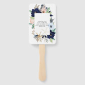 Marina Nautical Blooms Navy Blush Pink Weddenschap Handwaaier (Achterkant)