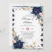 Marina Nautical Blooms Navy Blush Pink Weddenschap Kaart (Voorkant)