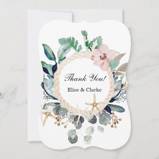 Marina Nautical Blooms Weddenschap Hartelijk dank Kaart (Voorkant)