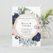 Marina Nautical Blooms Wedding Shower-uitnodiginge (Staand voorkant)