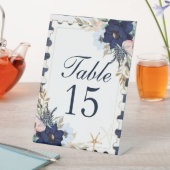 Marina Nautical Blooms Wedding Table Numbers Reclamebord Met Voetstuk (Insitu)