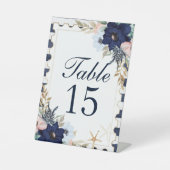 Marina Nautical Blooms Wedding Table Numbers Reclamebord Met Voetstuk (Voorkant)