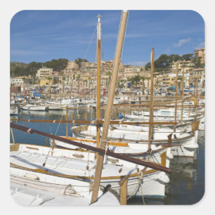 Marina, Port de Soller, Westkust, Mallorca, Vierkante Sticker