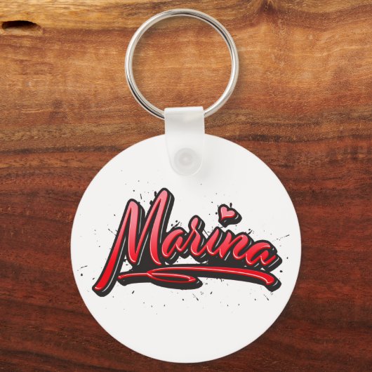 Marina red Heart Graffiti Schlüsselanhänger Sleutelhanger (Voorkant)