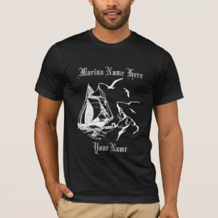 Marina Sailboat Sailor Mannen Black Custom T shirt