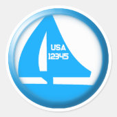 Marina Symbool - Zeilboot Ronde Sticker (Voorkant)