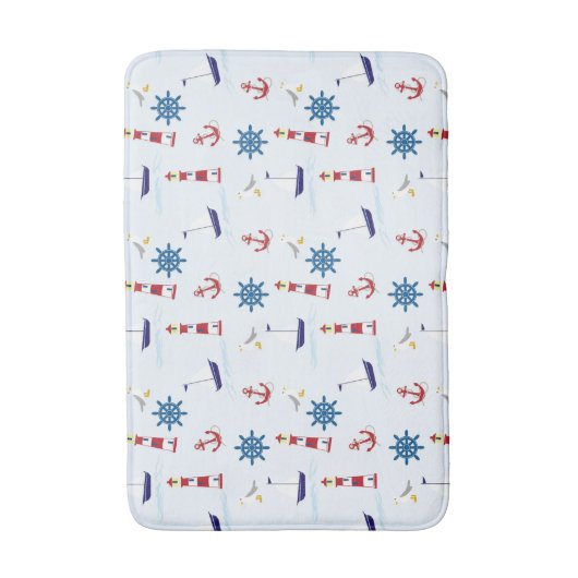 Marina ThMED Sailboat Pattern Bath Mat (Voorkant Verticaal)