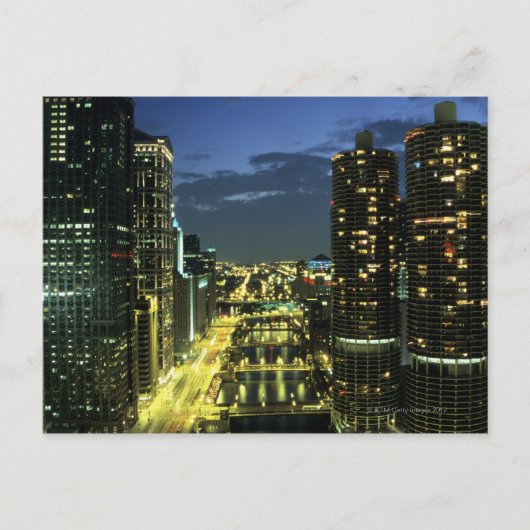 Marina Towers, Chicago River, Wacker Drive Briefkaart (Voorkant)
