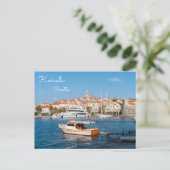 Marina van de stad Korcula - Dalmatië, Kroatië Briefkaart (Staand voorkant)