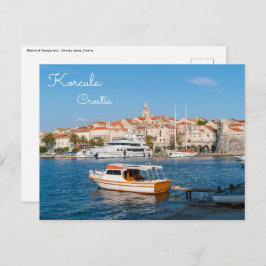 Marina van de stad Korcula - Dalmatië, Kroatië Briefkaart