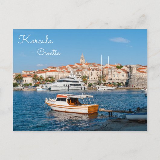 Marina van de stad Korcula - Dalmatië, Kroatië Briefkaart (Voorkant)