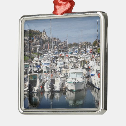 Marina van Le Tréport in Frankrijk Metalen Ornament (Links)