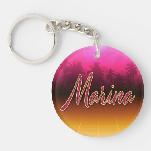 Marina Vorname Name golden pink Schlüsselanhänger Sleutelhanger (Voorkant)