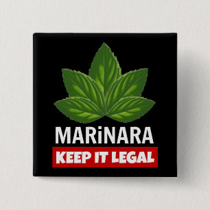 Marinara Keep it Legal Basil Leaves Vierkante Button 5,1 Cm