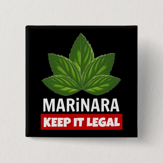 Marinara Keep it Legal Basil Leaves Vierkante Button 5,1 Cm (Voorkant)