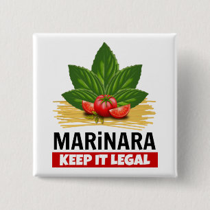 Marinara Keep it Legal Basil Tomaten Spaghetti Vierkante Button 5,1 Cm