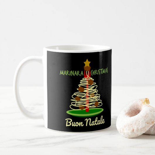 Marinara Kerstmis Buon Natale Spaghetti Tree Koffiemok (Met donut)