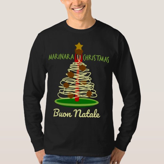 Marinara Kerstmis Buon Natale Spaghetti Tree T-shirt (Voorkant)