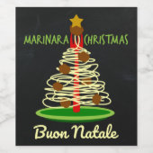Marinara Kerstmis Buon Natale Spaghetti Tree Wijn Etiket (Enkel label)