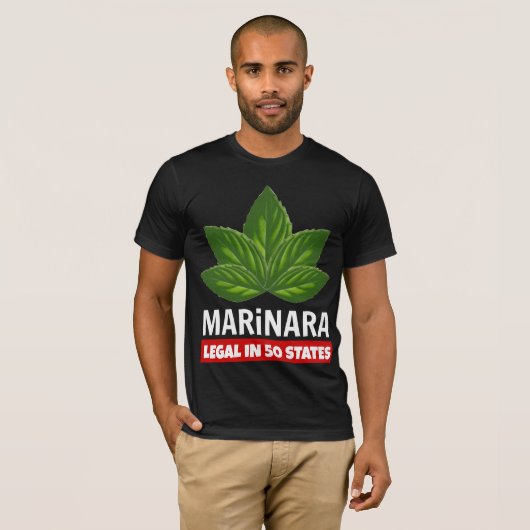 Marinara Legal in 50 staten Basil Leaves T-shirt (Voorkant volledig)