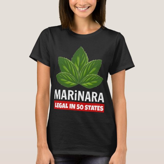 Marinara Legal in 50 staten Basil Leaves T-shirt (Voorkant)