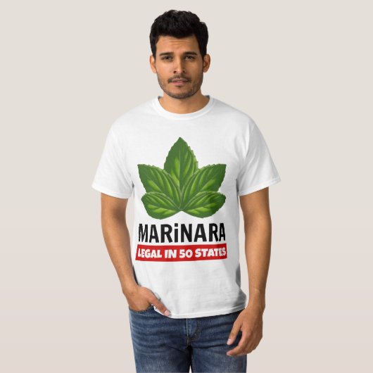 Marinara Legal in 50 staten Basil Leaves T-shirt (Voorkant volledig)
