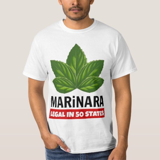 Marinara Legal in 50 staten Basil Leaves T-shirt (Voorkant)