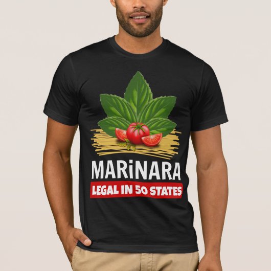 Marinara Legal in 50 staten Basil Tomato Spaghetti T-shirt (Voorkant)