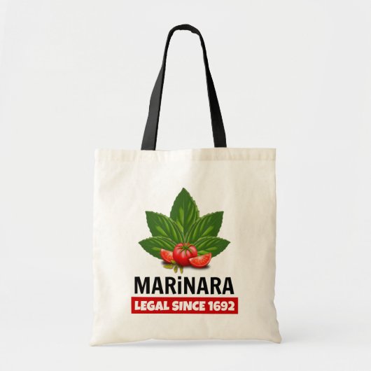 Marinara Legal sinds 1692 Basil en Tomaten Tote Bag (Voorkant)